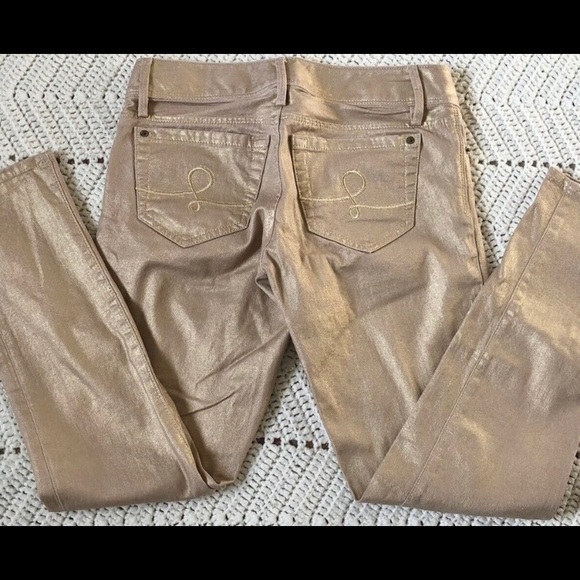 Lilly Pulitzer US 0 Shimmer Rose Gold Skinny Jeans - Picture 3 of 4